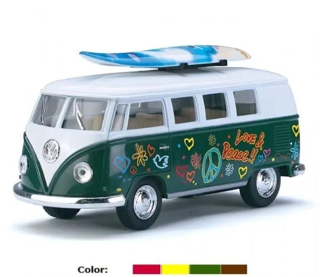 1:32 Die Cast 5″ 1962 VW Classical Bus with Printing & Surf Board