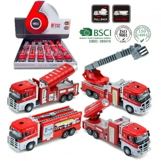 1:60 Die Cast Models Fire Truck (4 Assorted, 7″ Model)