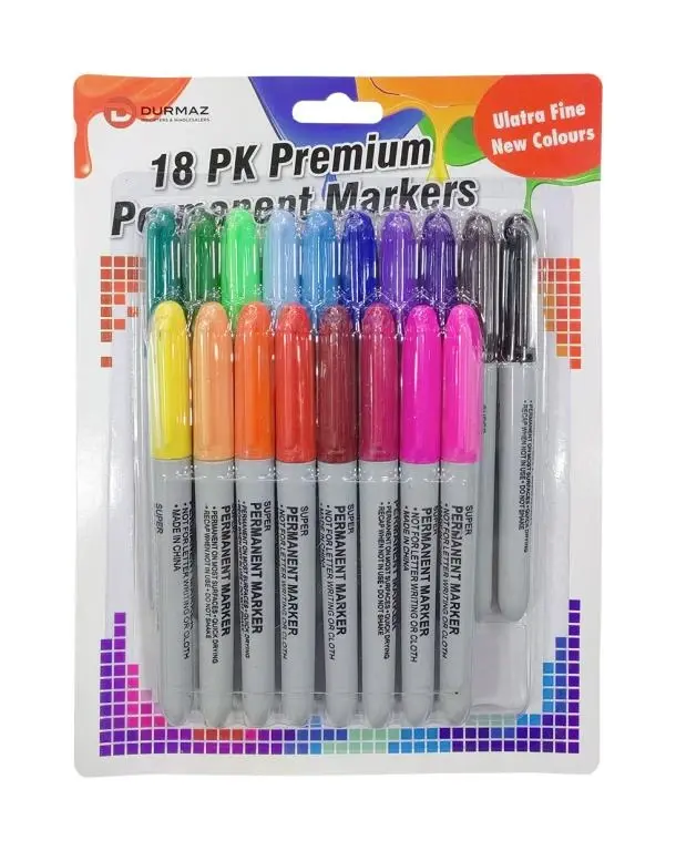 18PK Fine Line Permanent Markers
