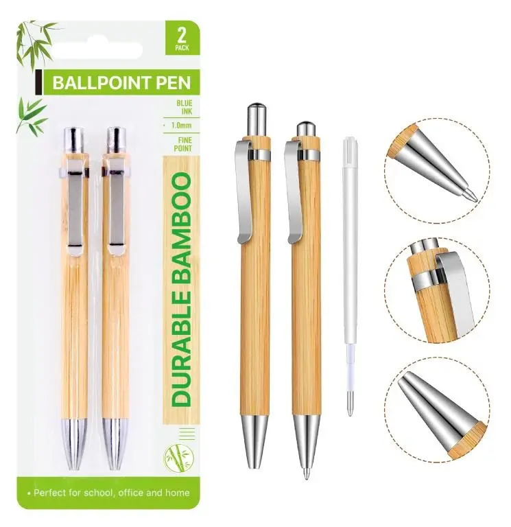 2PK Eco Bamboo Ball Point Pens
