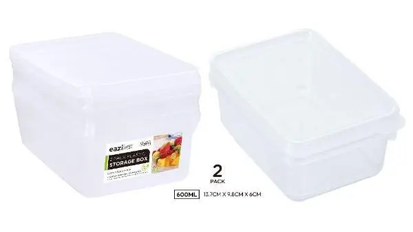 2PK Plastic Containers W/ Lids – 900ML