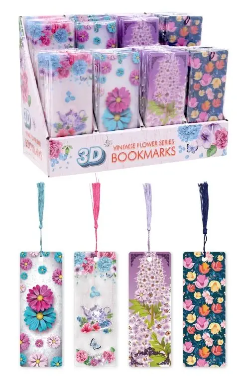 3D Bookmarks-Vintage Flower Series – Display Box
