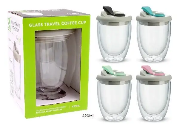 420ML Glass Travel/On The Go Coffee Cup