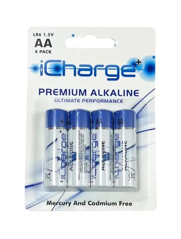 4PK iCharge Premium Alkaline AA Batteries