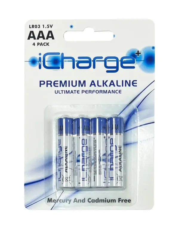 4PK iCharge Premium Alkaline AAA Batteries