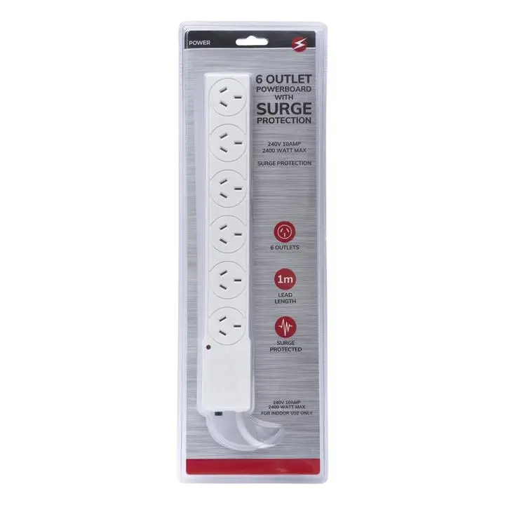 6 Outlet Powerboard With Surge Protection