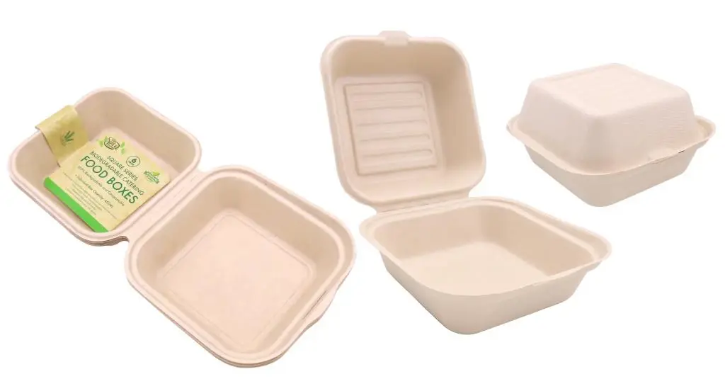 6PK ECO Biodegradable Sugarcane Food Box – 450ML