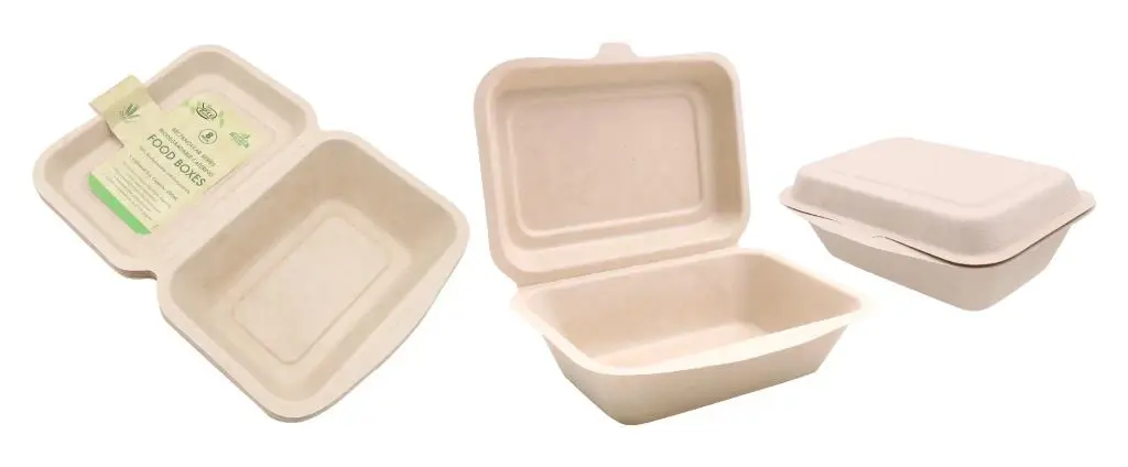 8PK ECO Biodegradable Sugarcane Food Box – 600ML