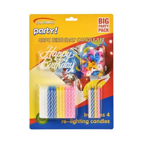 Assorted Birthday Candle Set – 40 Piece