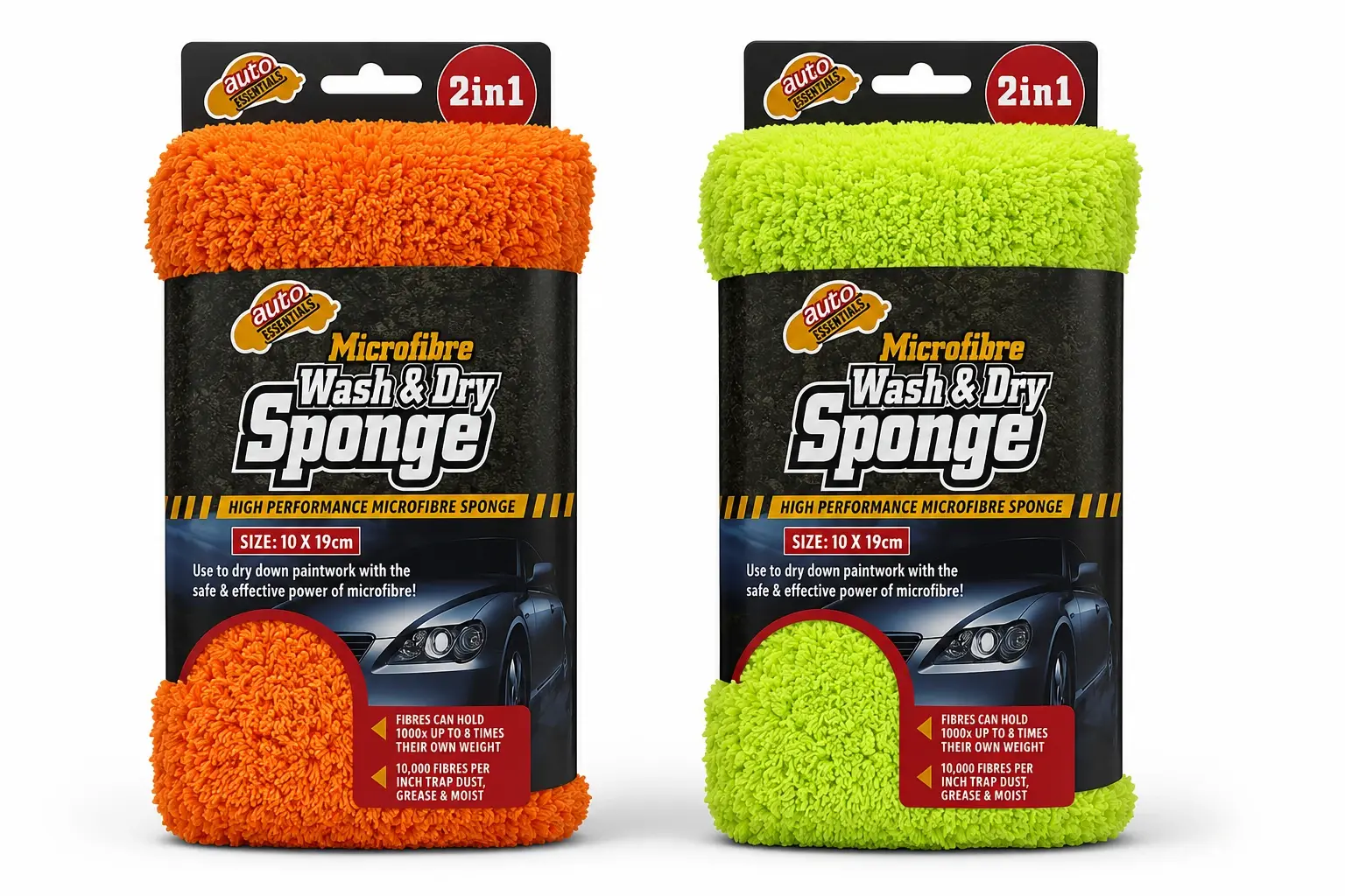 Auto Essentials 2-in-1 Microfibre Wash & Dry Sponge