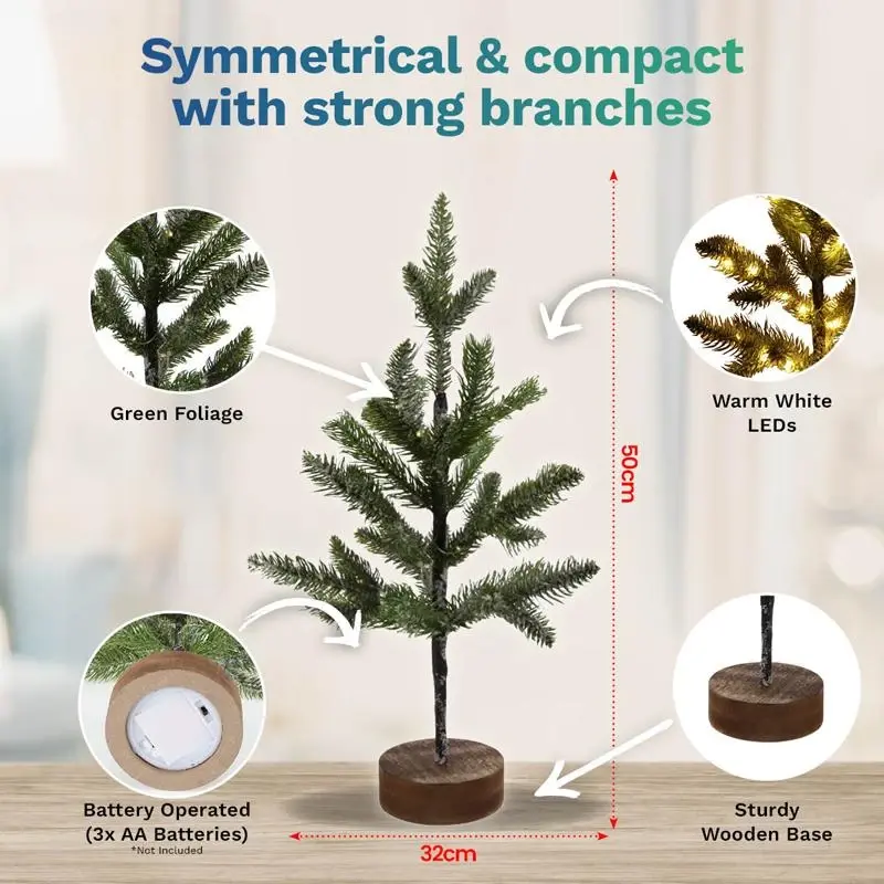 Battery Operated Christmas Tree With White Tips – 50cm