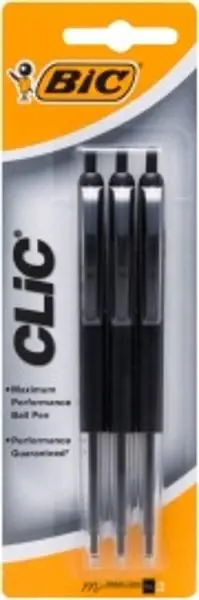 Bic Clic Ball Point Pen – Black – 3 Pack
