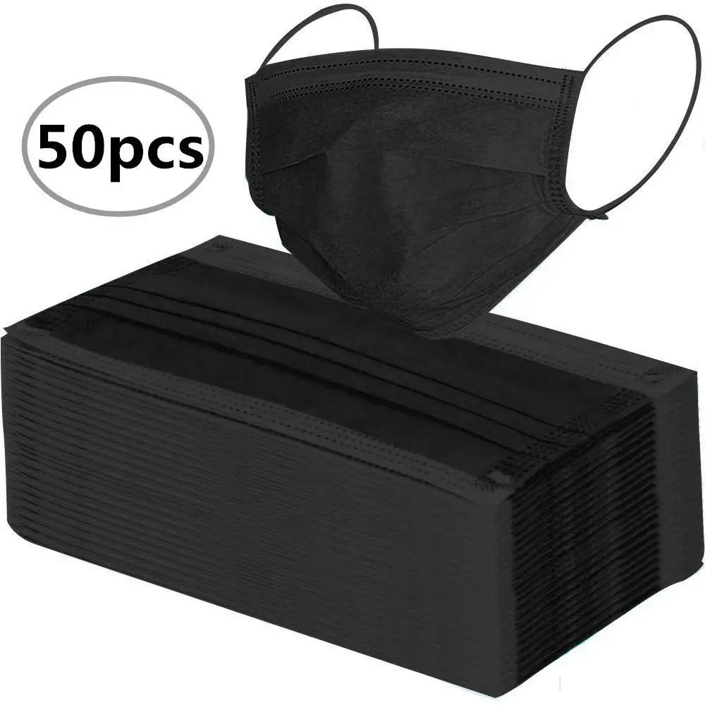 Black Disposable Face Masks – 50 Pack