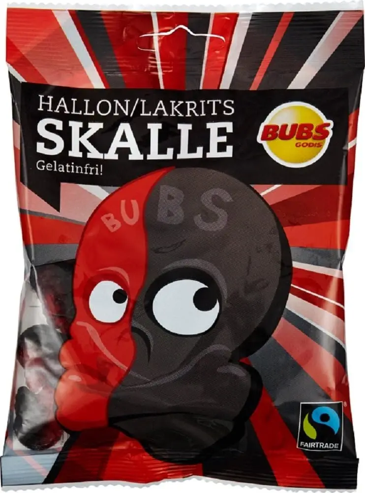 Bubs Raspberry Licorice Skulls 90g