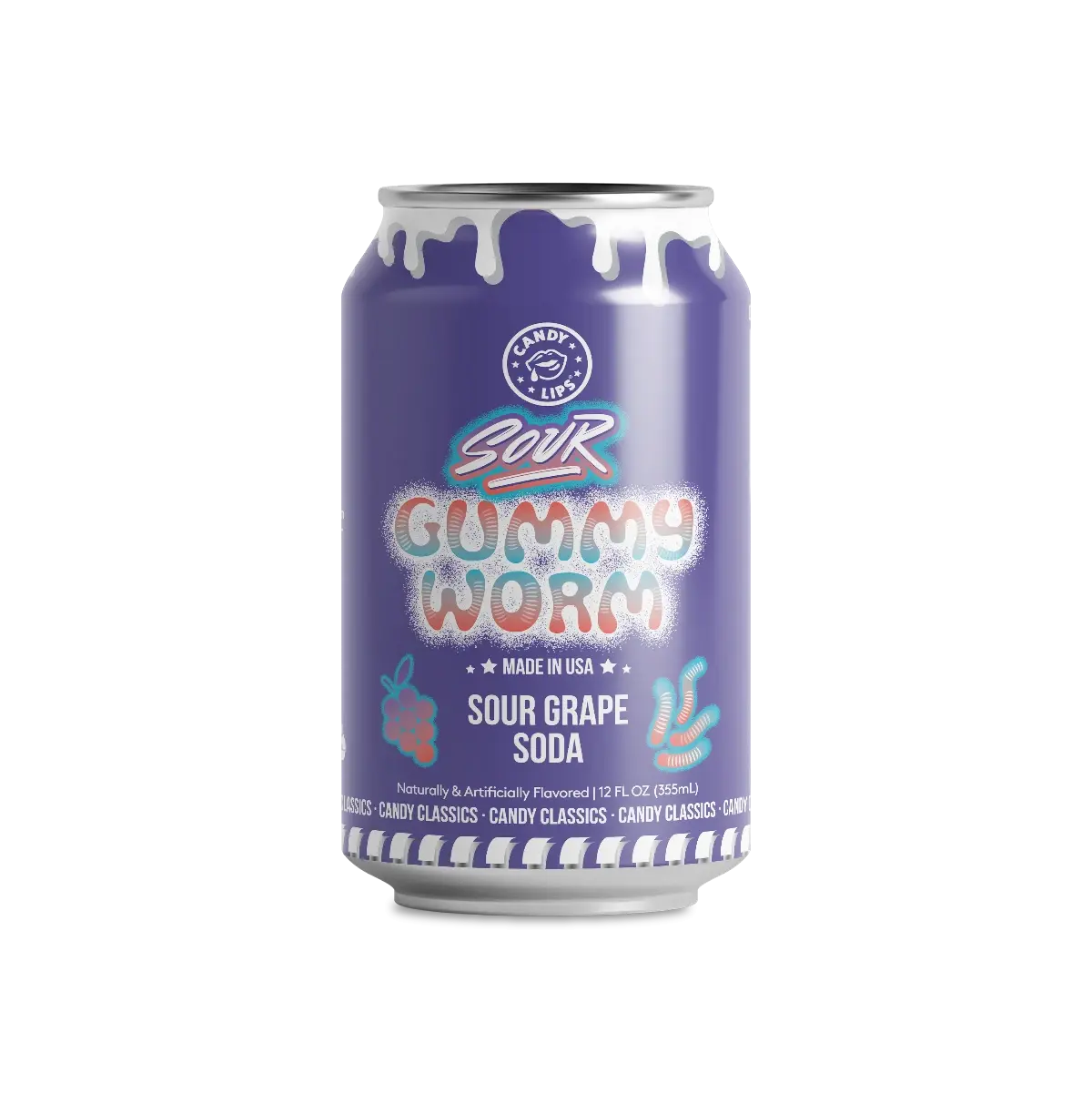 Candy Lips Sour Gummy Worm Soda 355ml