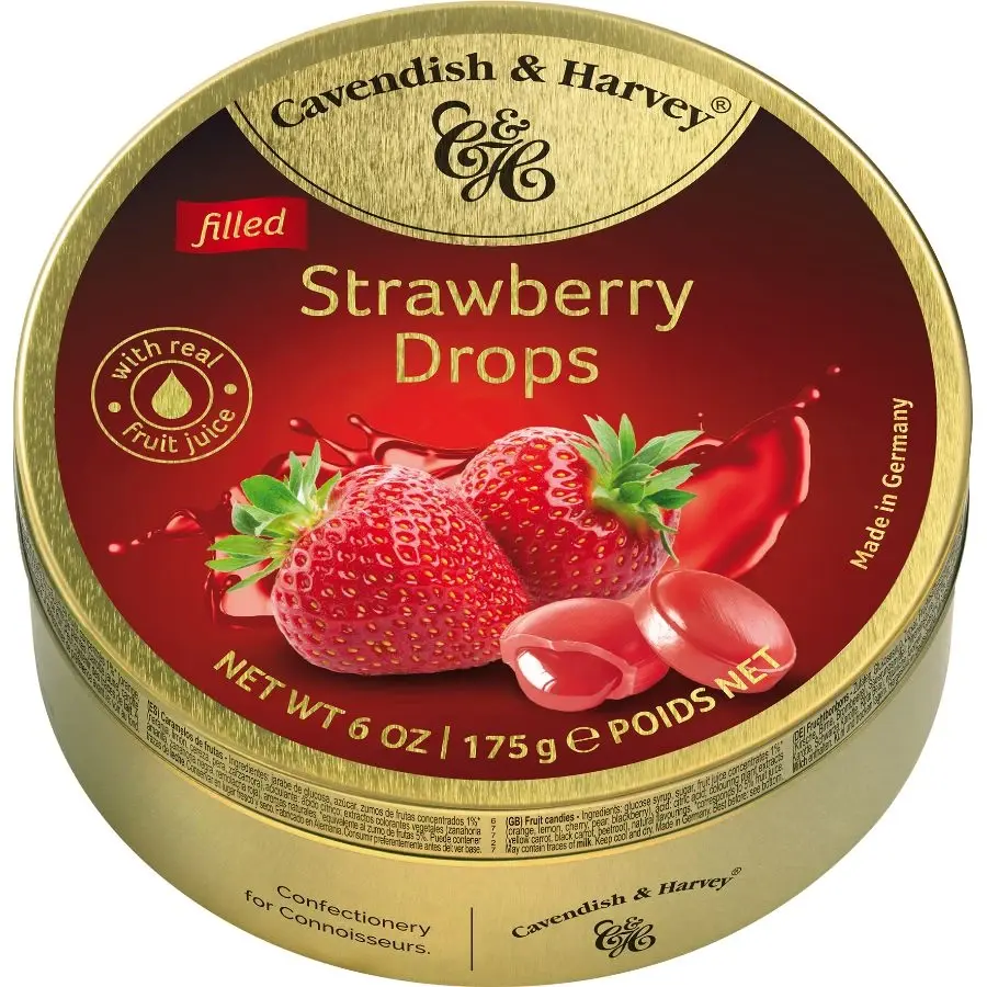 Cavendish & Harvey Tins Strawberry Filled Drops 175g
