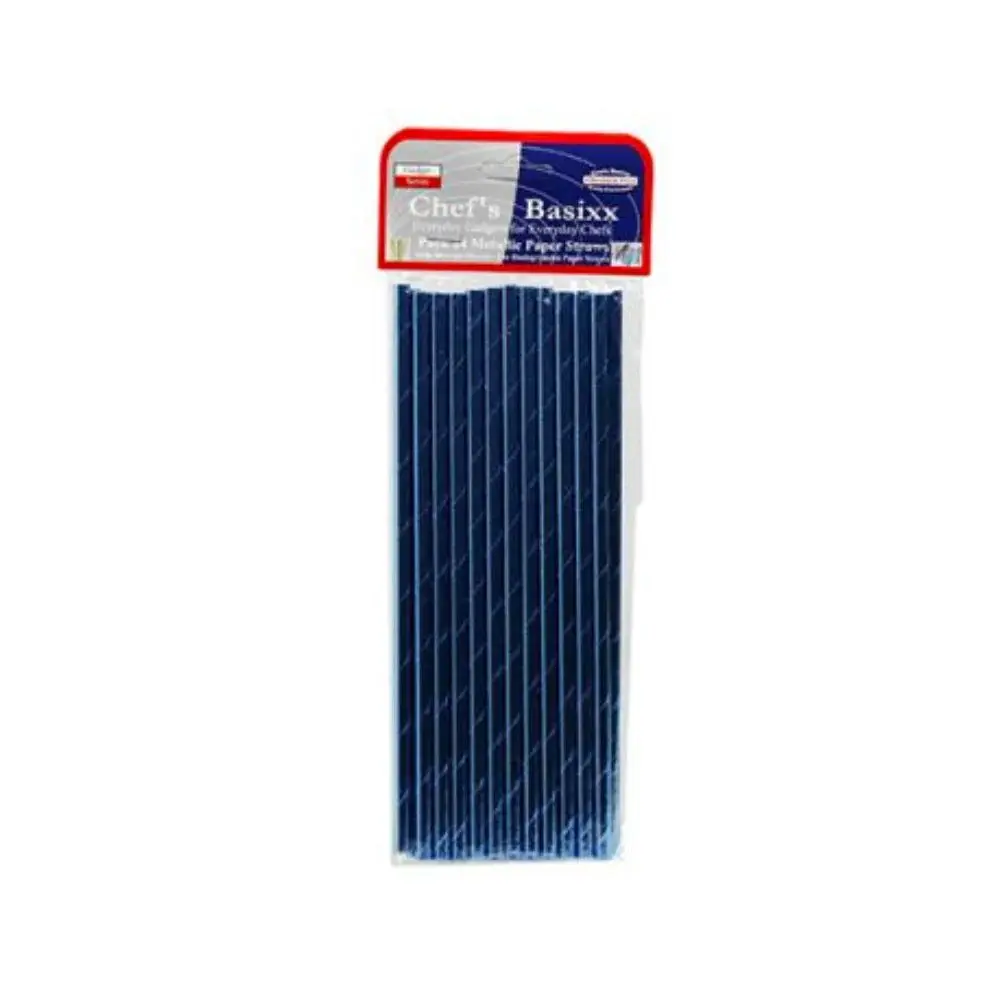 Chef’s Basixx Paper Straws – Metallic Blue – 24Pk