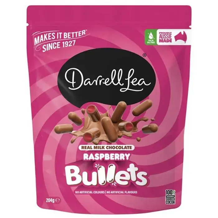 Darrell Lea Bullets Milk Chocolate Raspberry 204g