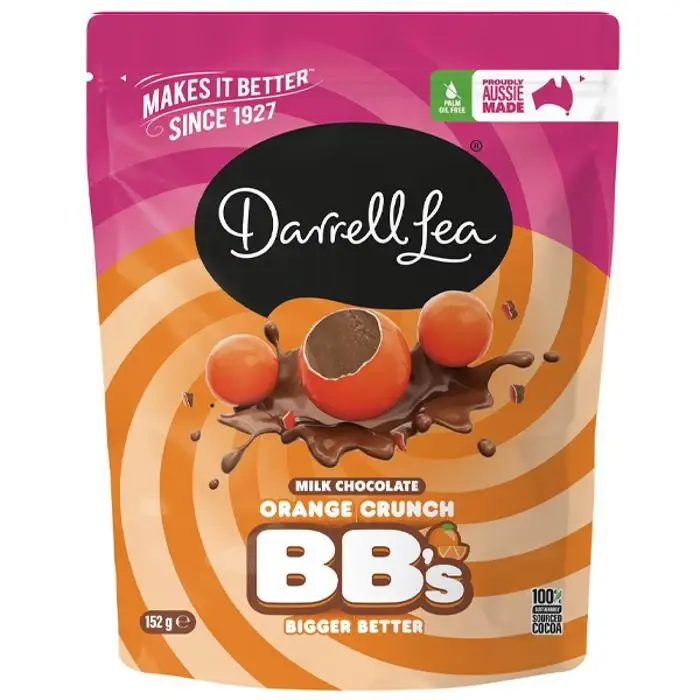 Darrell Lea Milk Chocolate Orange Crunch BB’s 152g