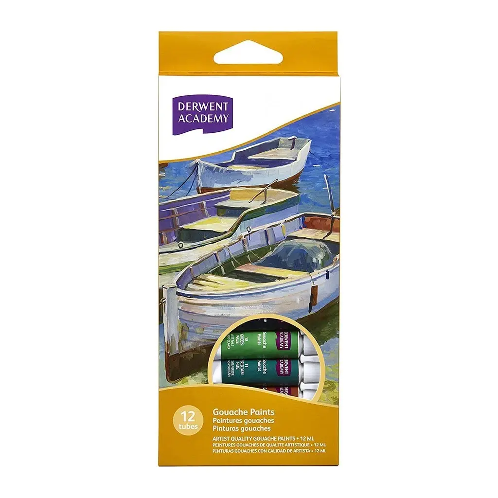 Derwent Academy Gouache Paints 12ml – 12 Pack