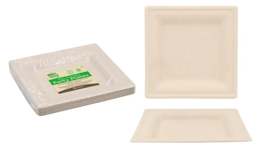 ECO Biodegradable Square Plate 16CM x 16CM (6″)-15PK