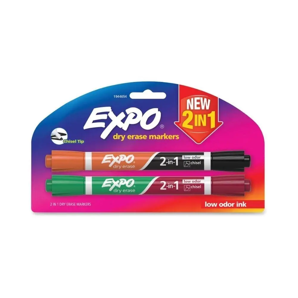 Expo Dual Ended Dry Erase 2-in1 Markers – 2 Pack
