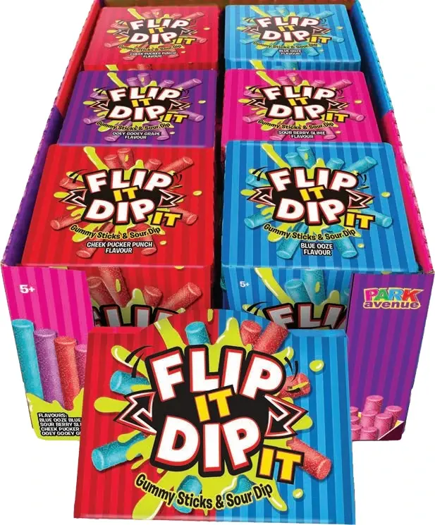 Flip It Dip It – Gummy Sticks & Sour Dip 96g