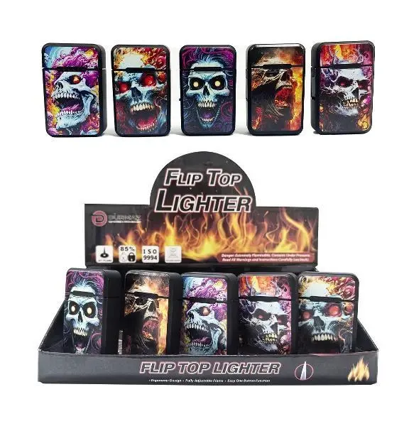 Flip top lighter – Fire skull series