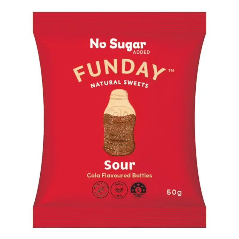 Funday Sour Cola Flavoured Gummy Bottles 50g