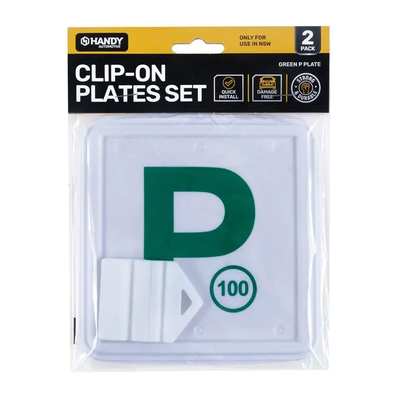 Handy Automotive Plate P NSW Green Clip On 2pk