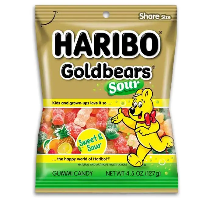 Haribo Peg Bag Sour Gold Bears 128g