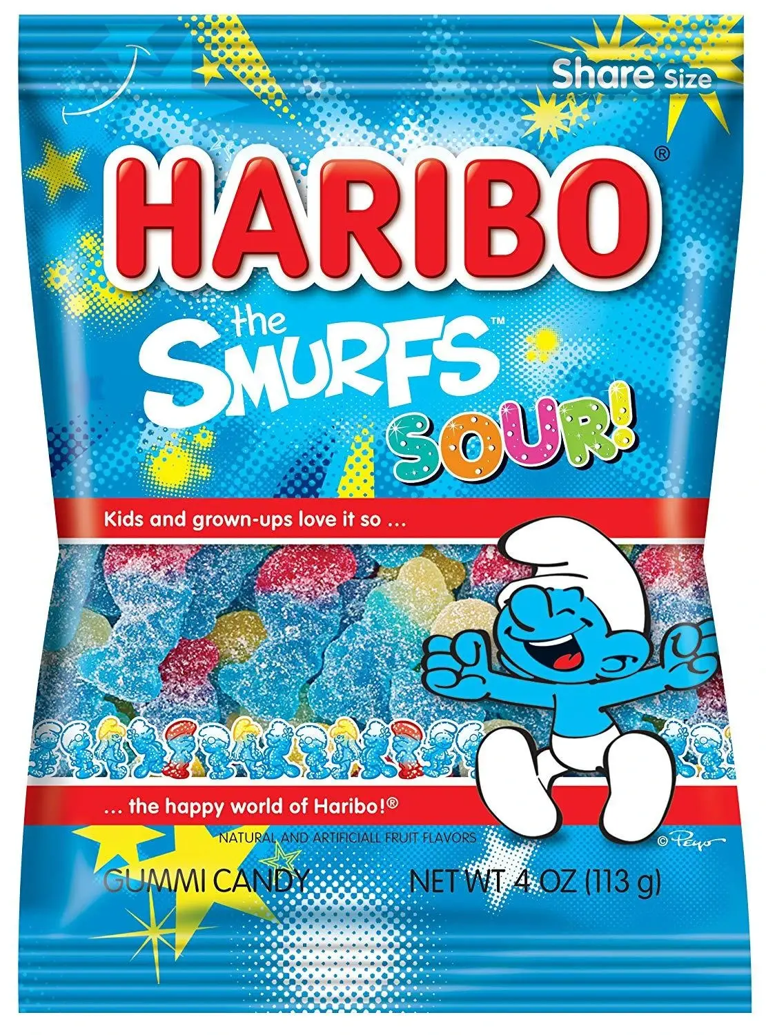 Haribo The Smurfs Sour Peg Bag 113g