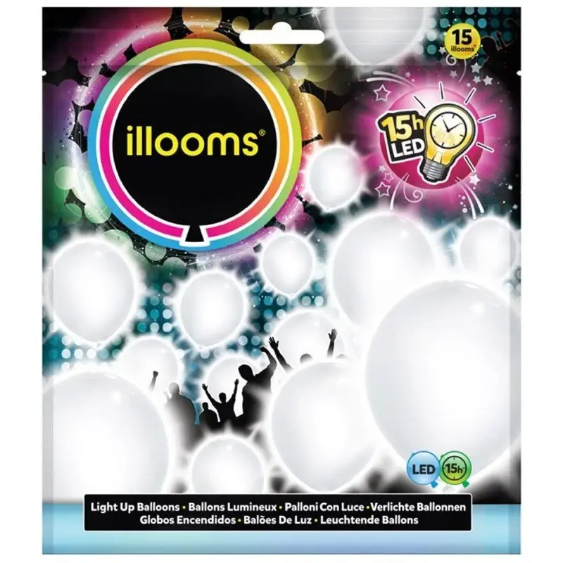 illooms Light-Up LED Balloon 15 Pack – White