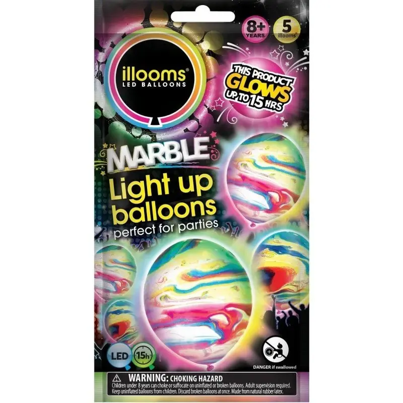 illooms Light-Up LED Balloon 5 Pack – Marble