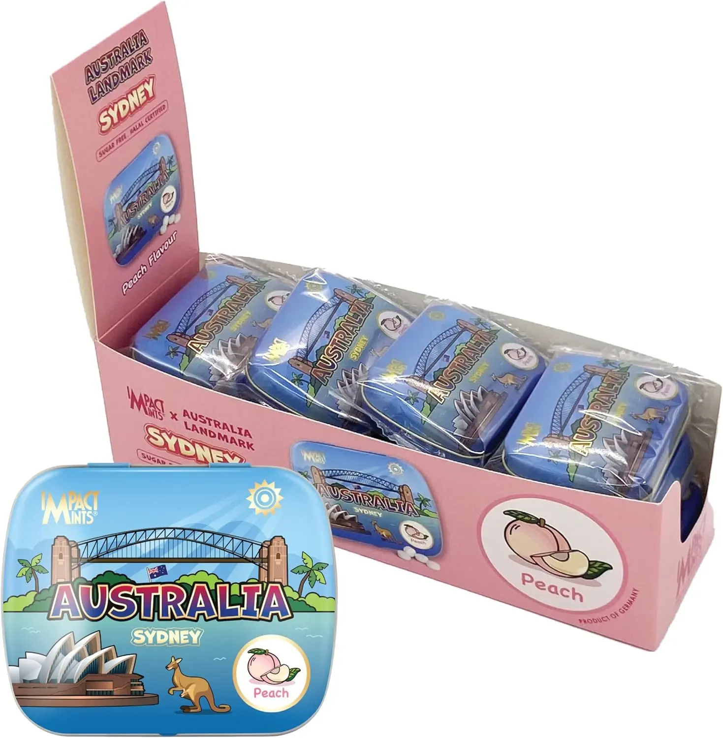 Impact Peach Mints Australia Sydney Candy Tin 14g
