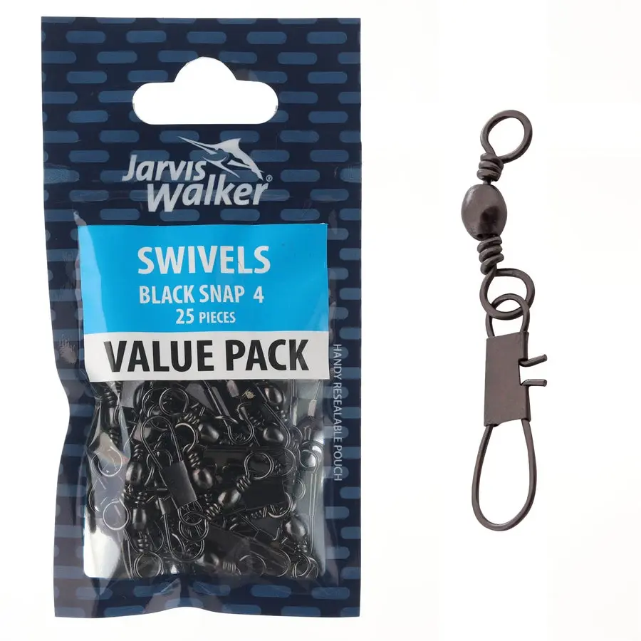 Jarvis Walker Black Snap Swivels Value Pack – Sz  8