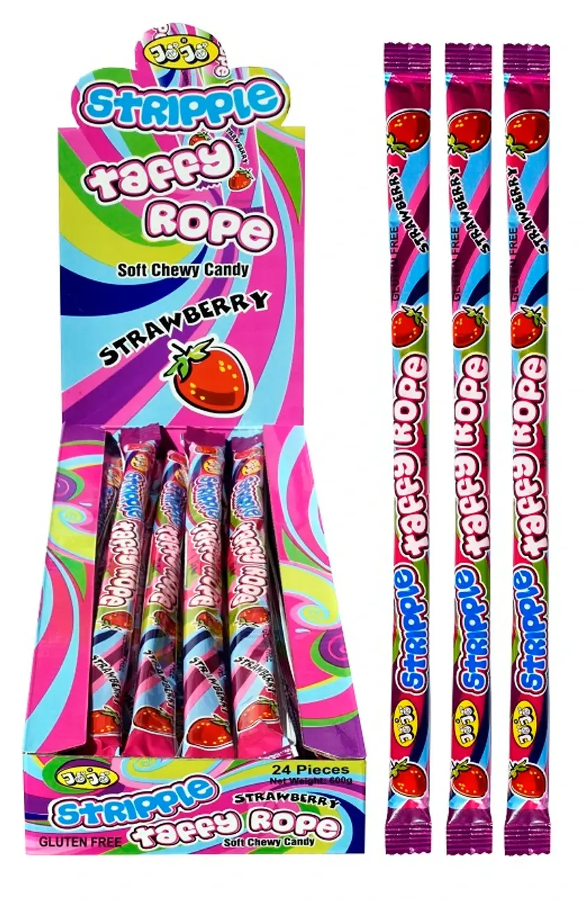 Jojo Stripple Taffy Rope Strawberry 25g
