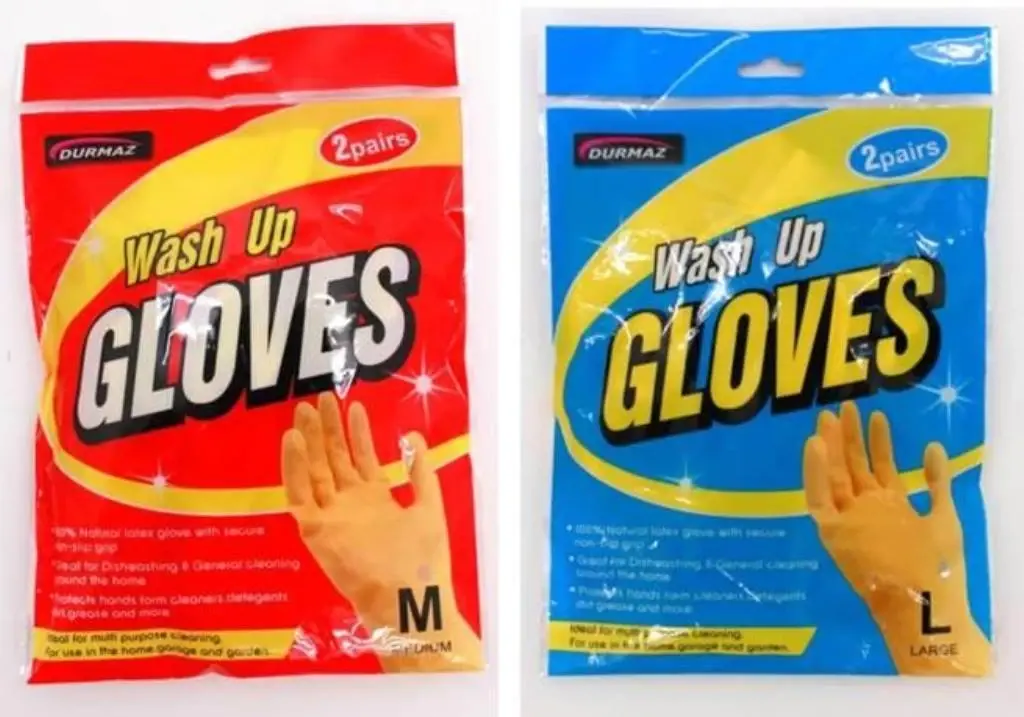 Latex Washing Gloves – Medium & Large Size Assorted 4PK