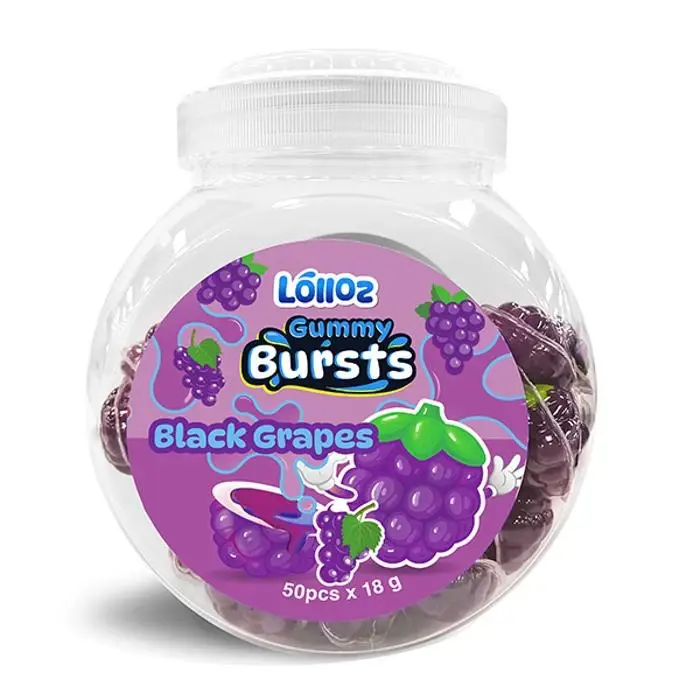 Lolloz Gummy Bursts Juicy Black Grapes 50’s 900g