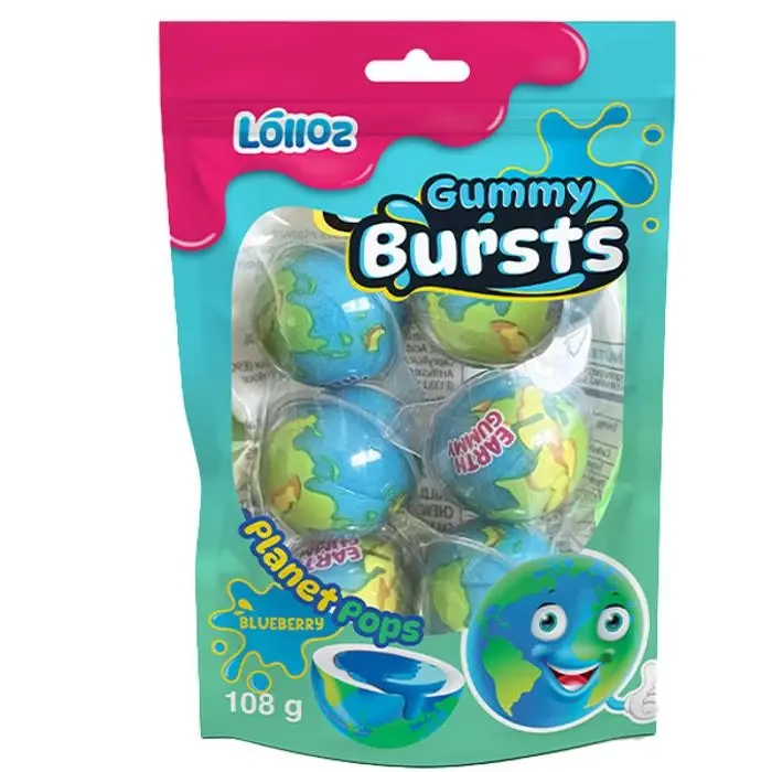 Lolloz Gummy Bursts Planet Pops Blueberry 108g