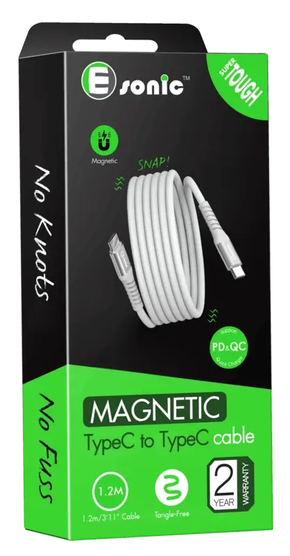 Magnetic Premium Cable Type-c To Type-c 1.2M PD&QC White