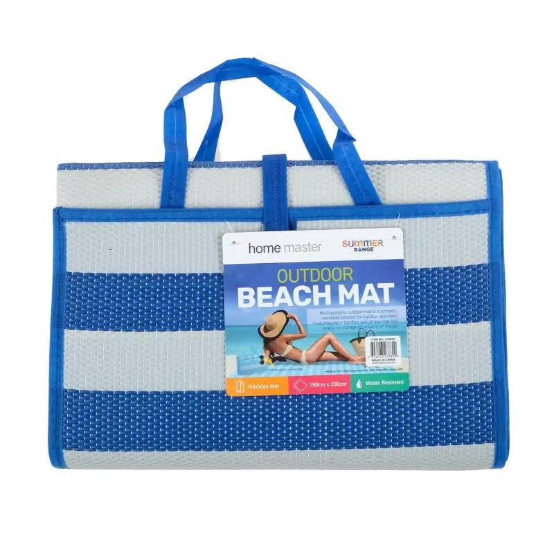 Mat Beach 150 x 200cm Navy Blue & White Stripe