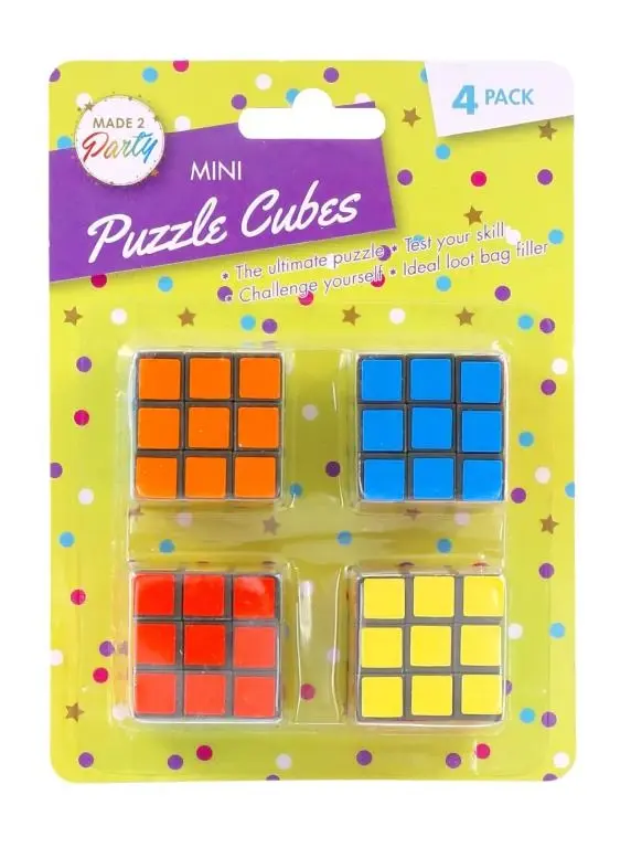 Mini Novelty Puzzle Cube – 4 Pack