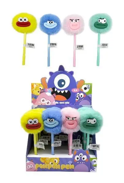 Novelty Pom Pom Pen – Cute Eyed Child Series 1