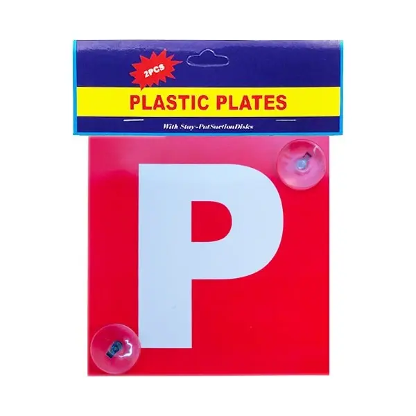 P Plate Red – Suction – 2 Pack