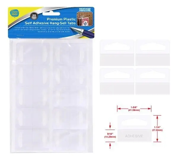 Plastic Self Adhesive Hangsell Tabs-20PK