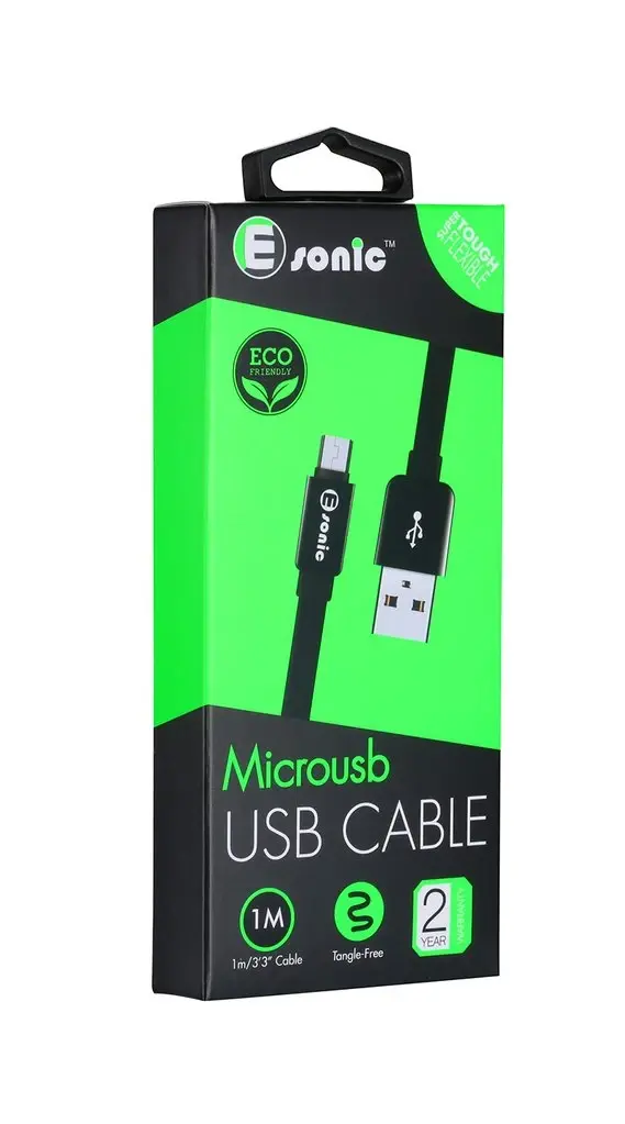 Premium Eco Micro USB Flat Cable – 1m(Black)