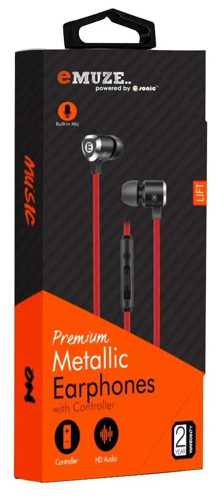 Premium Metallic Earphone with Controller – Black