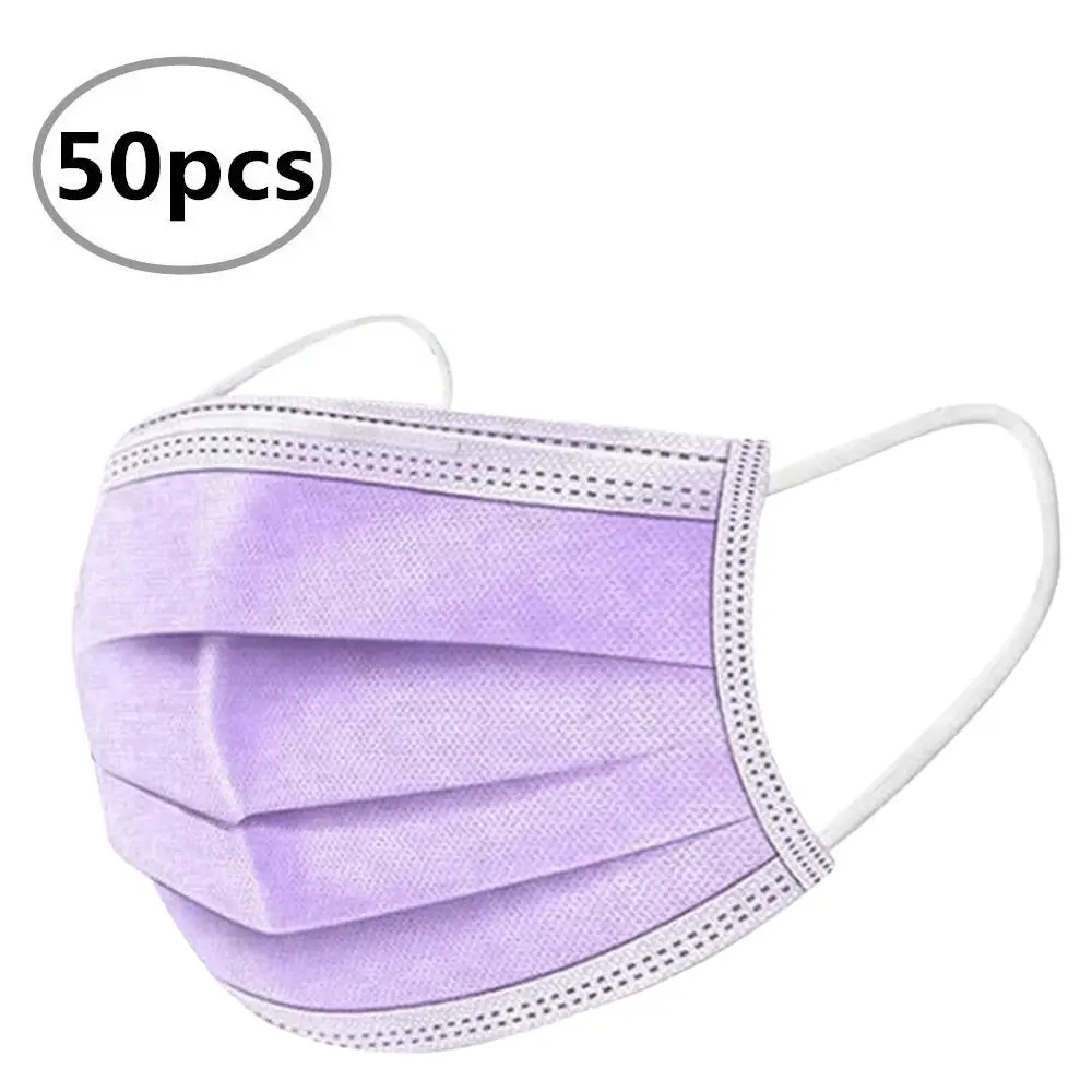 Purple Disposable Protective Mask – 50pcs