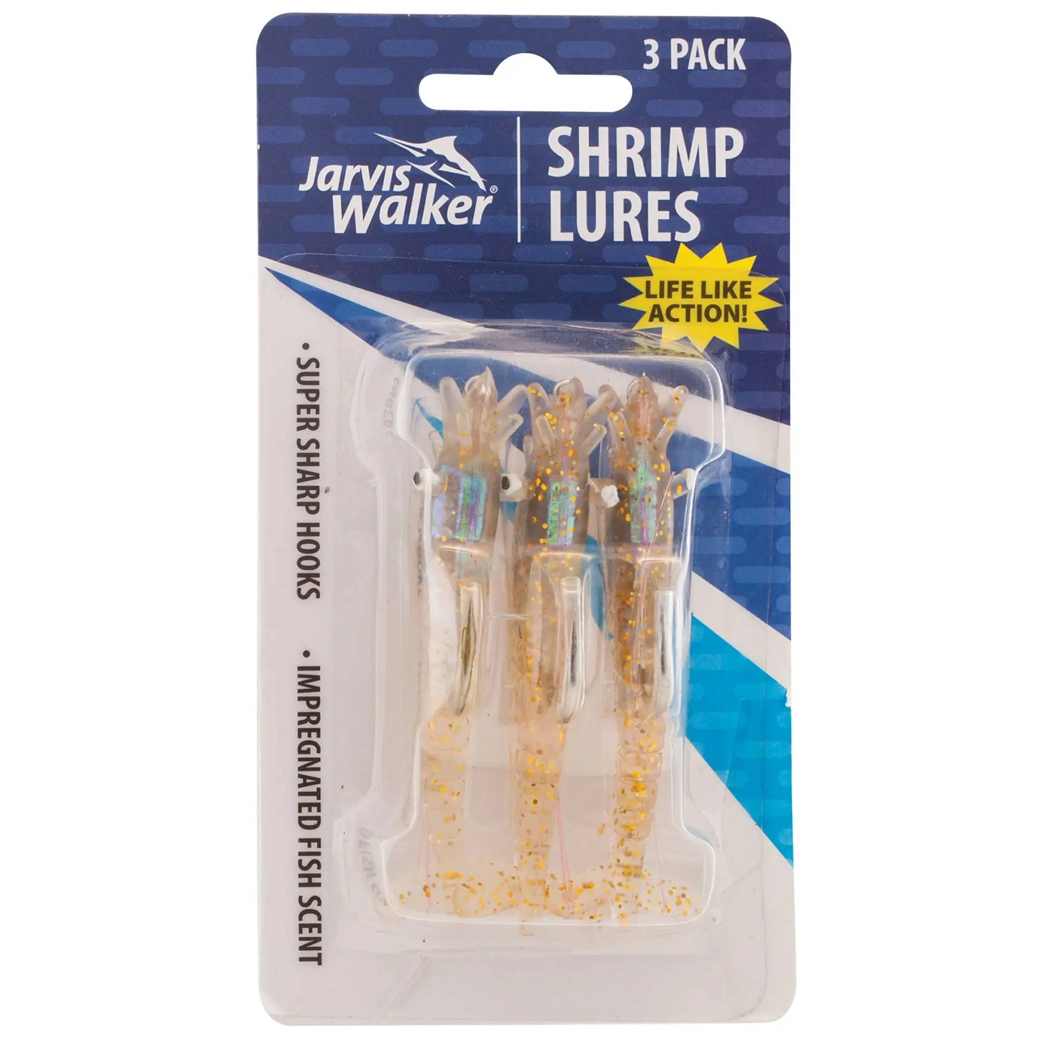 Scented Shrimp Rigged – Clear Gold/Glitter – 3″